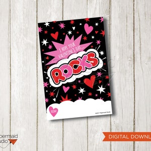 Valentine Pop Candy Tag zum Ausdrucken - Ich hoffe, Ihr Valentinstag Rocks - Treat Geschenkanhänger - Studenten Valentines Candy Label - Holiday Party