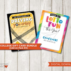 College Student Gift Card Book Add-On Pack #4 Afdrukbare bundel - Afstuderen Gift Card Holder Set - High School Grad Gift - Student Send Off