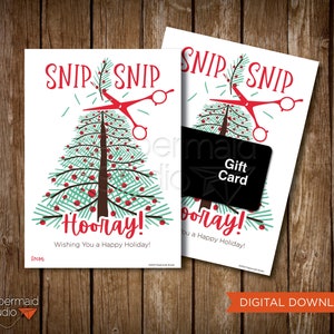 Haarstylist kerstkaart afdrukbaar - haarstylist Holiday Gift - Kapper bedankje Gift - Barber Gift Card Holder - Salon Thank You