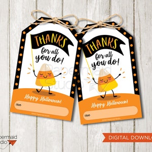 Etiqueta de agradecimento de Halloween para impressão - Etiqueta de presente de Halloween para colega de trabalho - Presente de agradecimento da equipe - Cartão de agradecimento da equipe do escritório - Voluntário vizinho