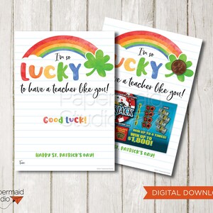 Lehrer St. Patricks Day Karte - Lotterie St Patricks Karte - Ich bin so glücklich, einen Lehrer wie Sie zu haben - Lotteriescheinhalter - Danke Geschenk