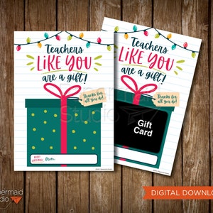 Leraar Christmas Gift Card Holder Printable - Virtual Learning Teacher Holiday Bedankkaart - PTA PTO Schoolpersoneel Waardering