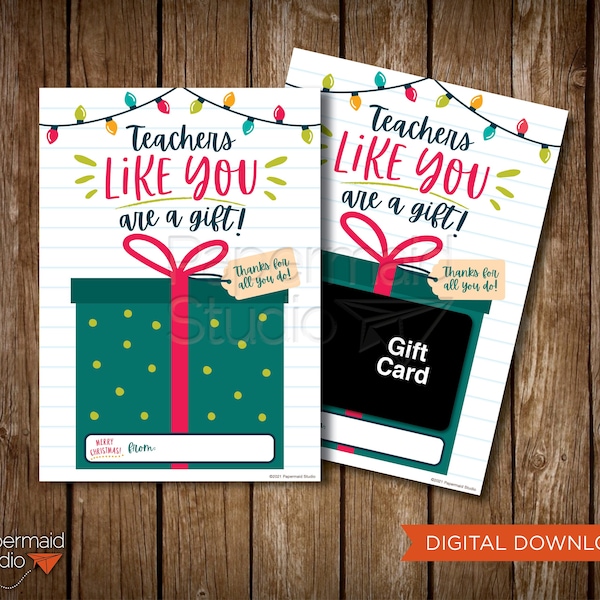 Teacher Christmas Gift Card Holder Printable - Virtual Learning Teacher Holiday Thank You Card - PTA PTO School Staff Appreciation