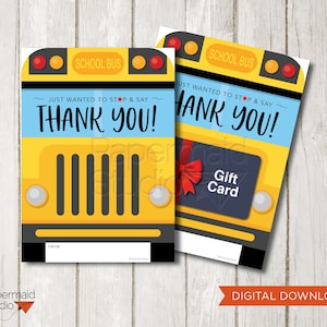 Bus Driver Gift Printable - Bus Driver Appreciation - Bus Driver Gift Card Holder - Bus Driver Thank You Card - School Bus Driver Card