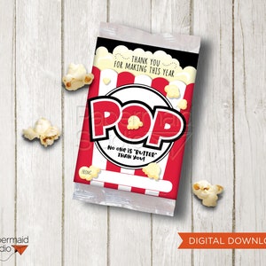 Teacher Appreciation Popcorn Tag Printable - Teacher Thank You Card - Microwave Popcorn Appreciation Week Label - PTO PTA Staff Day gift