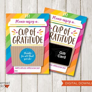 Werknemer waardering cadeau afdrukbaar - Werknemer waardering dag koffie cadeau kaarthouder - Personeel waardering kaart - Koffie Bedankkaart