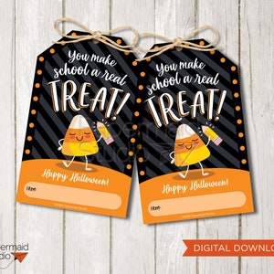 Halloween Lehrer Geschenkanhänger druckbar - Lehrer Halloween Geschenkanhänger - Candy Corn Tag - PTO PTA Schulpersonal Halloween Geschenk - Schule Candy Anhänger