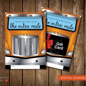Semi Truck Driver Bedankkaart Afdrukbaar - Bezorger Gift Card Holder - Tractor Trailer Bedankt voor het gaan van Extra Mile Orange