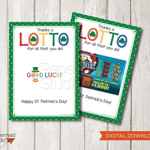 Lotterielos St. Patrick's Day Karte - Danke A Lotto Karte - Lehrer Danke Geschenk - Kunde Kunde Chef Mitarbeiter Mitarbeiter Wertschätzung