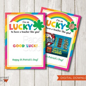 Lehrer St. Patrick's Day Karte zum Ausdrucken - Lehrer Lotterie Ticket Karte - Lehrer Dankeschön Karte - Danke a Lotto Karte - Lehrer Anerkennung