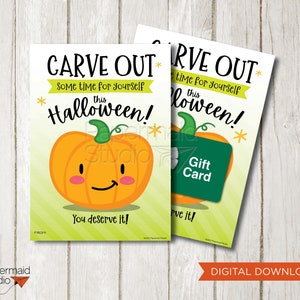 Titular de la tarjeta de regalo de Halloween imprimible - Regalo de Halloween del maestro - Titular de la tarjeta de regalo del masaje de manicura de Halloween - Regalo del personal gracias