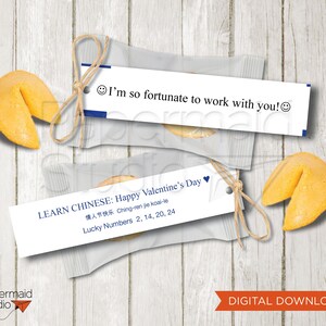Valentine Fortune Cookie Tags Printable - Fortune Cookie Valentines - Valentine&#39;s Day Fortune Cookie Label - Staff Coworker Valentines