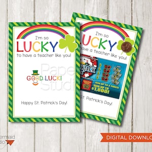 Lehrer St. Patrick's Day Karte zum Ausdrucken - Lehrer Lotterie Ticket Karte - Lehrer Dankeschön Karte - Danke a Lotto Karte - Lehrer Anerkennung