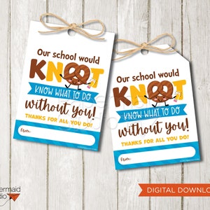 Teacher Appreciation Gift - Chocolate Pretzel Gift Tag Printable  - Staff Thank You Card - Volunteer Thank You - PTO PTA Teacher Card