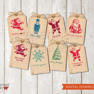 Etiqueta de regalo de Navidad divertida imprimible - Etiquetas de regalo de vacaciones sarcásticas - Etiquetas de Navidad sarcásticas - Etiquetas de Navidad inapropiadas para amigos
