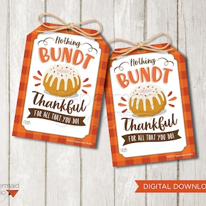 Bundt Cake Tag Thanksgiving Bundt Cake Thank You Nothing Bundt