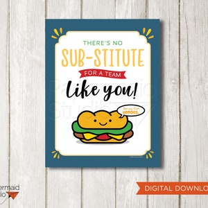 Mitarbeiter-Anerkennungsgeschenk - druckbares Sub-Sandwich-Dankeschön-Zeichen - Mitarbeiter-Anerkennungs-Poster - Team-Anerkennungs-Dankes-Karte