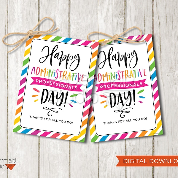 Administrative Professionals Day Tag Printable - Employee Appreciation Gift - Staff Thank You Gift Label - Coworker Thank You Gift