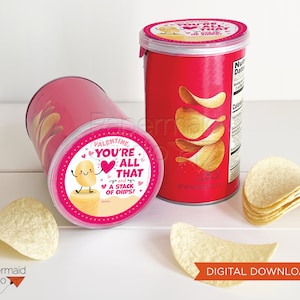 Etiquetas de chips de dia dos namorados - Dia dos namorados imprimível para chips de tamanho de lanche - Adesivo de batatas fritas do dia dos namorados - Classe escolar infantil Dia dos namorados DIY