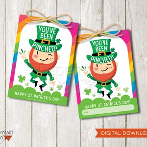 St. Patrick&#39;s Day Tag Printable - You&#39;ve Been Pinched Tag - Staff St Patricks Day Tag - Friend St Patricks Gift - Teacher Gift