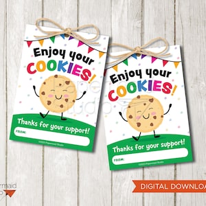 Cookie-Dankeschön-Tags Printable - Cookie Booth Thank You Note - Cookie-Box-Dankeschön-Karte - Cookie Marketing Fundraiser Tags