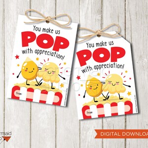 Teacher Appreciation Gift - Popcorn Teacher Appreciation Tag - Teacher Thank You Card Printable - Teacher Popcorn Tag - PTA PTO School Gift