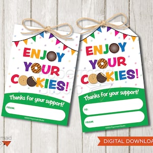Cookie Stand Dankeschön - Cookie Box Dankeskarte - Cookie Booth Dankeskarte - Cookie Marketing Fundrafting Tags