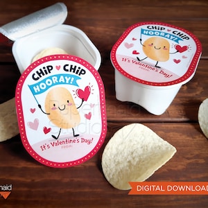 Etiquetas de chips de San Valentín - San Valentín imprimible para chips del tamaño de un refrigerio - Etiqueta engomada de papas fritas del día de San Valentín - Clase escolar para niños San Valentín DIY