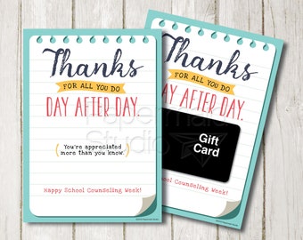 School Counseling Week Card - Printable School Counselor Appreciation Gift Card Holder - Counselor Thank You Card - School Staff Thank You