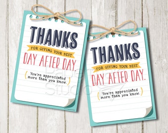 Employee Appreciation Gift Tag - Administrative Professionals Day Gift - Staff Appreciation Tag - Teacher Appreciation Week Card