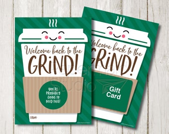 Welcome Back Card Printable - Teacher First Day of School Coffee Card - Team Staff Back to the Office Card - Back to Work Card