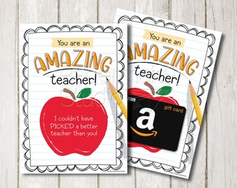 Teacher Thank You Card Printable - Book Bundle Card - Teacher Appreciation Card - Amazing Teacher Gift Card Holder - End of Year Teacher