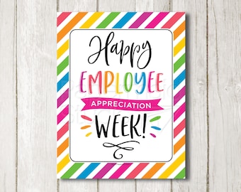 Signe de la semaine d'appréciation des employés imprimable - Signe de remerciement du personnel - Affiche de l'enseignant PTA - Décoration de l'événement de remerciement de l'équipe