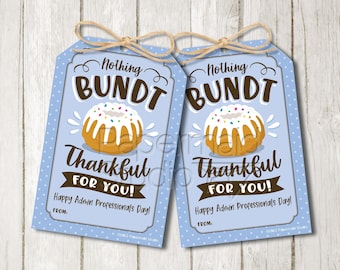 Administratieve Professionals Day Gift - Bundt Cake Tag Thank You Printable - Personeelsmedewerker Waardering Cadeau - Bedankt een Bundt'ch