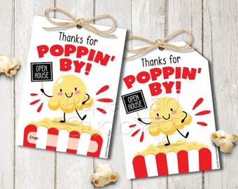 Open House Popcorn Tag Printable - Popcorn Pop By Tag - Realtor Open House Favor - Real Estate Pop By Gift - Popcorn Open House Thank You