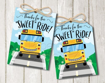 Étiquette de cadeau de conducteur de bus - Carte d'appréciation de conducteur de bus imprimable - Étiquette de conducteur de bus - Cadeau de remerciement de conducteur de bus - Étiquette de bus scolaire Sweet Ride