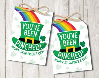St. Patrick's Day Tag Printable - You've Been Pinched Tag - Staff St Patricks Day Tag - Friend St Patricks Gift - Teacher Gift