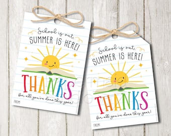 Teacher Appreciation Card Tag Printable - Teacher Appreciation Gift - Teacher Thank You Card - School Staff PTO PTA Gift - Summer is Here