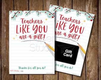 Teacher Christmas Gift Card Holder Printable - Virtual Learning Teacher Holiday Thank You Card - PTA PTO School Staff Appreciation
