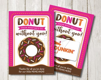 Teacher Appreciation Gift Printable - Donut Gift Card Holder - Book Bundle Card - Donut Teacher Appreciation Thank You Card - Donut Latte