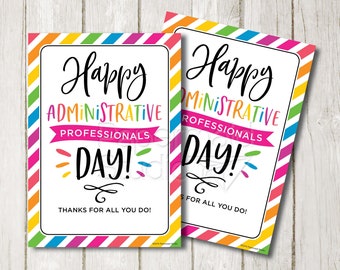 Administrative Professionals Day Gift- Administrative Professionals Day Card - Admin Professionals Day Printable - Employee Appreciation Tag