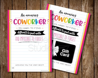 Coworker Farewell Card Printable - Coworker Goodbye Card - Employee Going Away Gift - Good Luck Card - Staff Retirement Gift Card Holder