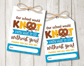 Teacher Appreciation Gift - Chocolate Pretzel Gift Tag Printable  - Staff Thank You Card - Volunteer Thank You - PTO PTA Teacher Card