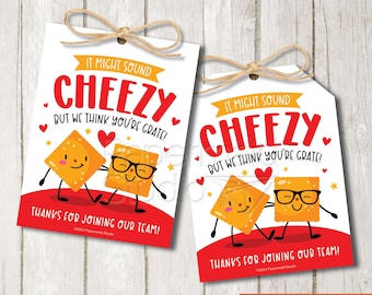 Cheese Cracker Welcome Tags - Team Cheese Cracker Tag Printable - Cracker Thank You Label - Snack Size Cheese Tag - Welcome to the Team Tag