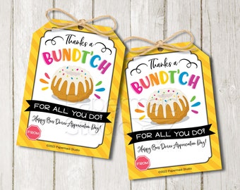 Bus Driver Thank You Tag Printable - Bus Driver Appreciation Gift - School Bus Thank You Gift - Bundt Cake Gift Tag - Bundt Cake Thank You