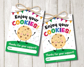 Cookie Thank You Tags Printable - Cookie Booth Thank You Note - Cookie Box Thank You Card - Cookie Marketing Fundraising Tags