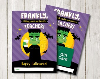 Teacher Halloween Gift Card Holder for Coffee Printable - Fall Harvest Teacher Halloween Gift Card Holder - Teacher Halloween Party Treat