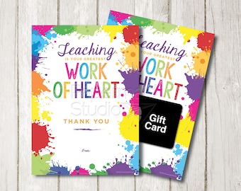 Teacher Appreciation Gift Card Holder Printable - Art Teacher Thank You Card - Teacher Gift - School Staff Appreciation Gift - Art Thank You