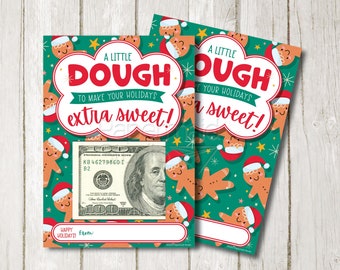 Christmas Money Holder Card Printable - Money Gift Card Holder - Teenager Christmas Gift - Gingerbread Thank You Gift - Tween Holiday Gift