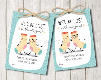 Employee Appreciation Gift - Socks Tag Printable - Staff Thank You Card - Volunteer Thank You Tag - Socks Gift Tag - Client Thank You